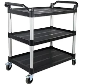 3 Tiers Utility Trolley Cart with Mute Universal Wheels for Restaurant Hotel