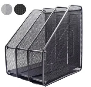 3 Vertical Compartments Office Desktop Mesh Document Magazine File Storage Organizer Holder
