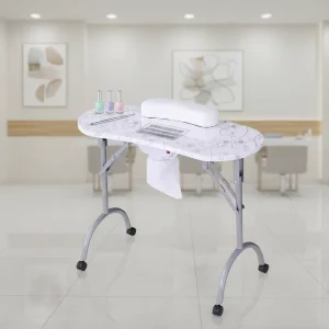 3 in 1 Foldable Floral Pattern Manicure Nail Table Built in Dust Collector Nail Table with Hand Rest