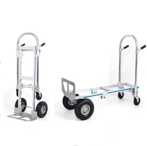 3 in 1 Heavy Duty Aluminum Frame Steel Handle Four Wheel Folding Industrial OEM Platform Hand Truck Trolley