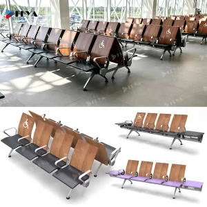 3 seater Waiting Chair for Hospital tandem Seating Airport Clinic Waiting Beam Seating Wooden Bench Chair