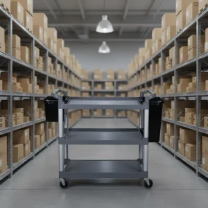3-tier Aluminum Alloy and Plastic Hotel Restaurant Catering Serving Utility Cart Food Trolley with 10 Qt Capacity