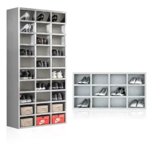 30 Grid Stainless Steel Shoe Cabinet Staff Shoe Changing Bench for Dust Free Laboratory Single Double Sided Versions Available
