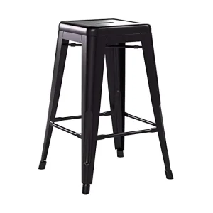 30 Inch High Indoor and Outdoor Stackable Backless Colorful Black Iron Metal Bar Stool