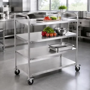 304 201 Stainless Steel Dining Cart Commercial Mobile Food Stainless Steel Trolley for Hotel Kitchen