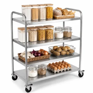 304 201 Stainless Steel Factory Direct Supply Commercial Mobile Food Cart Stainless Steel Dining Cart