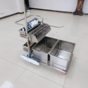 304 Stainless Steel 4 Wheel Mop Wringer Trolley Cleanroom Disinfection Dewatering Cart GMP Workshop Mop Squeeze Cleaning Trolley