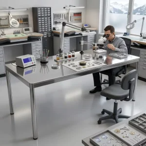 304 Stainless Steel Computer Desk Modern Design Customizable Sturdy Rust Proof for Home Office