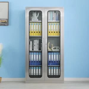 304 Stainless Steel File Cabinet 2 Glass Door 4pcs Adjustable Partition School Enterprise Hospital Sterile Storage Cabinet