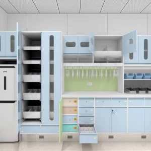 304 Stainless Steel Lockable 5 Drawers Tempered Glass Customized Modern Dental Clinic Cabinet for Hospital School Workshop