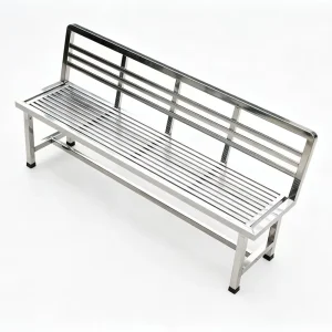 304 Stainless Steel Modern Patio Bench Outdoor Long Backrest Widened Foot Bed Parks Cafeterias Sports Courts Workshops Made