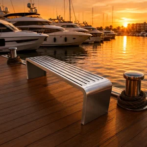 304 Stainless Steel Non Folding Outdoor Bench Backrest Non Rotating No Filler Communal Seating Parks V1