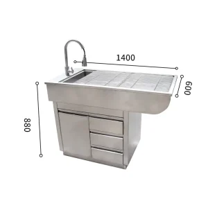 304 Stainless Steel Veterinary Operating Dissection Table for Pet Care Dog Washing Pool Bath for Pet Hospital Disposal