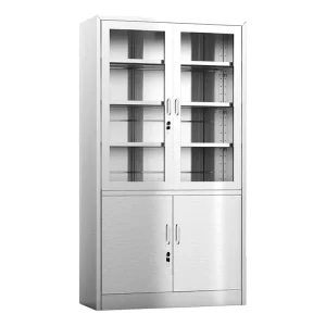304 Stainless Steel and Glass Door Medical Furniture Cabinet Modern Design Clinic Dressing Cabinet for Hospital Use
