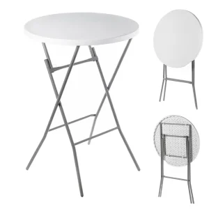 32 Inches Events White Plastic High Height Cocktail Round Folding Bar Table for Party
