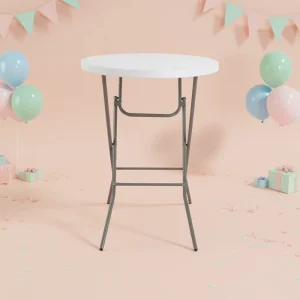 32 White Plastic Fold up Cocktail High Bar Height Metal Frame Lightweight Modern Outdoor Folding Table for Events
