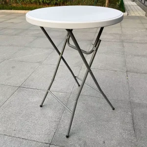 32″ White Plastic Fold up Cocktail Round High Bar Height Folding Table for Events