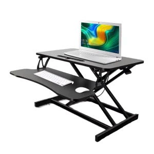 32Inch Modern Steel Eco Friendly Freestanding Desk Converter Height Adjustable Sit Stand Riser Dual Monitor Laptop Workstation