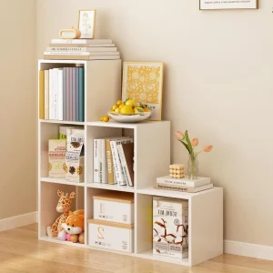 35″ White L-Shaped 3-Tier 6-Cube Storage Bookcase, Reversible Corner Shelf Organizer for Home & Office