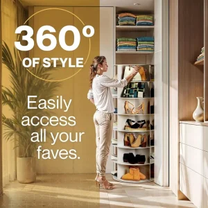 360 Degree Rotating Shoe Rack Space Saving Shoe Organizer Tall Shoe Storage Rack for Closet Bedroom Home Storage