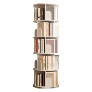 360 Degree Rotation Rotating Bookshelf Space-Saving Picture Book Rack for Living Room Home Office Dining Student Storage Panel