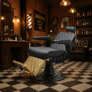 360 Rotating Modern Leather Barber Chair with Recliner for Barbershop Styling Luxury Salon Furniture