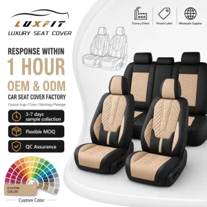 360 Wrap Nappa Leather Auto Seat Cover Set with Adjustable Rear Bench Airbag Safe Design for Sedans SUVs and Family Cars