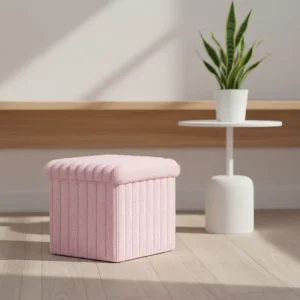 38*38*38cm Faux Fur Soft Striped Custom Foldable Modern Entry Hotel School Home Use Storage Bench Stool Ottoman