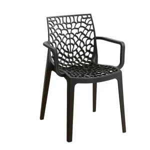 3D Mesh Breathable Hollow Multi Bright Color Stackable PP Plastic Armrest Dining Chair for Home Cafe Restaurant Use
