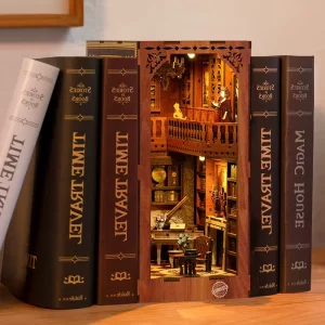 3D Wooden Puzzle Book Nook Mini Dollhouse Kit for Model Building and Creative Shelf Decoration