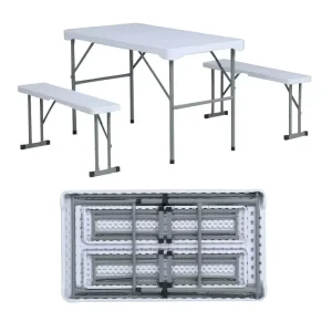 3PCS Foldable Lightweight Durable Modern Plastic Outdoor Picnic Table Set
