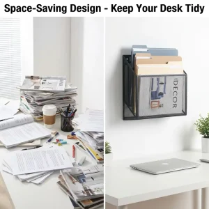 3layer A4 Metal File Organizer Newspaper Book Magazine Document Sorting Rack Wall Mounted Stationery Holder