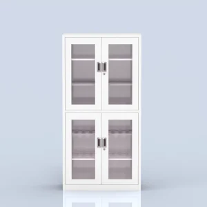 4 Door Cold Rolled Steel Medical Cabinet Glass View Lockable Storage Cabinet with Keys for Lab Pharmacy Clinic