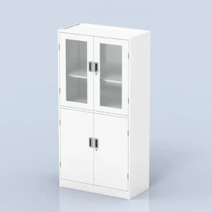 4 Door Cold Rolled Steel Medical Storage Cabinet Glass View Lockable Medicine Cabinet with Independent Keys for Lab
