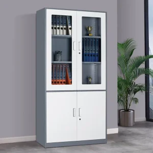 4 Door Modern Office Steel File Cabinet with Glass Door Heavy Duty Storage Cabinet for Documents