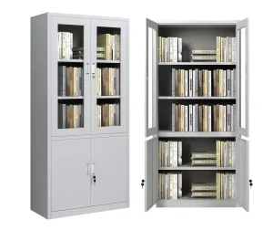 4 Door Steel Office Storage Cabinet Lockable Metal Cupboard 5 Adjustable Layers Modern for Home Office Workshop Use