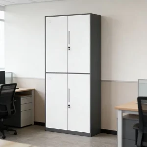 4 Door Steel Office Storage Cabinet with Lock 2 Tier Design for File and Document Storage in Office and Commercial Use