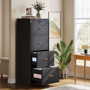 4 Drawer Adjustable File Cabinet Lock Large Vertical Storage Cabinet Secure Space Saver Living Room Home Office Compatible Legal
