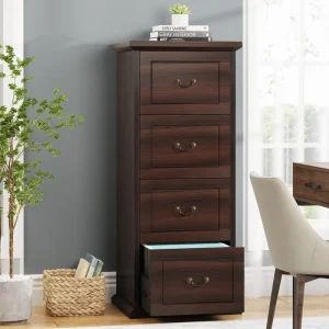 4 Drawer File Cabinet Vertical Wood Filing Cabinet for A4 Letter Legal Files Tall File Storage Printer Stand