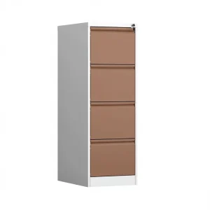 4 Drawer Metal Upright Filing Cabinet for Schools and Hospitals Vertical Organization with Wood Panel Style
