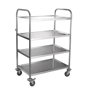 4 Layer SS304 SS201 Kitchen Food Transport Trolley Hotel Buffet Kitchen Serving Cart with Swivel Wheels