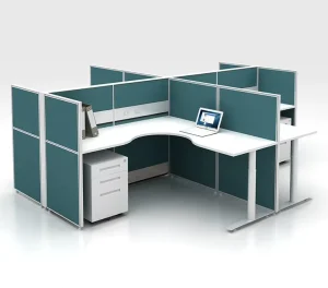 4-Person Aluminum Work Bench Office Workstation Modern Modular Design School Home Hotel Use Durable Office Furniture