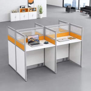 4 Person Combined Staff Cubicle Segmented Soundproof Glass Partition Modular Office Booth For Small Customer Service Team