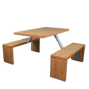 4 Person Commercial Dining Table Chair Set Modern Design Durable Construction Steel Wood Tabletop for Restaurants Schools Malls