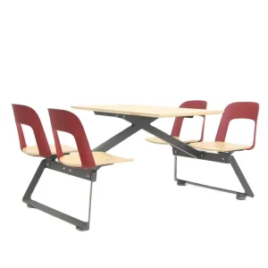 4 Person Commercial Restaurant Set with Steel Frame Canteen Table and Chair Durable & Eco Friendly