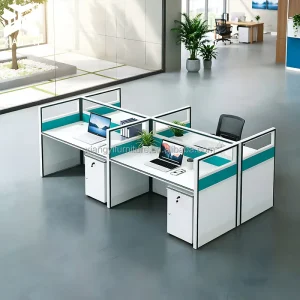 4 Person Computer Desk Modern Office Table Staff Glass Cubicle Table Workstation Desk Modular Office Desk for Office Building