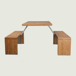 4 Person Contemporary Steel Dining Table and Chair Set for Mall School Restaurant Use