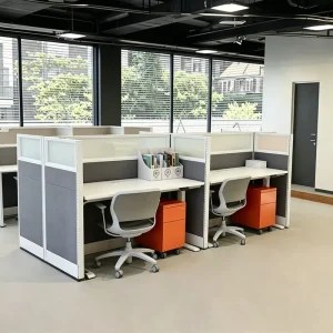 4 Person Cubicle Workstation Office Partition Desk Modular Staff Computer Workstation Table With Drawer Call Center Furniture