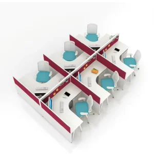 4 Person Desk Cubicle Cubical With Class Dividers Office Furniture Wood Partition Workstation Staff Office Desk