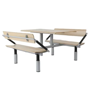4 Person Eco Friendly Durable Steel Commercial Restaurant Canteen Food Court Mall School Dining Table and Chair Set